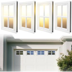 4 Pack Garage Door Windows, Replacement Vinyl Window Inserts with UV Resistant Resin Glass for Garage Doors, 20.8 x 13.8 inch (Cross Design)