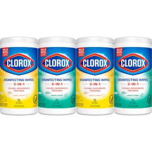 Clorox Disinfecting Cleaning Wipes Variety Pack, 75 Count Each, Pack of 4  