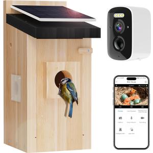 Smart Bird House with 5MP HD Camera, Solar-Powered & Night Vision - IP66 Weatherproof, App-Controlled Bird Watching for Bird Enthusiasts