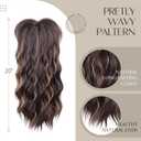 LEEONS Hair Toppers for Women - Synthetic Wavy Middle Part Hair Topper with Fringe Bangs - Brown Highlighted Caramel Blonde