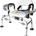 DMI 360 Max Comfort Swivel Shower Chair & Transfer Bench, Extra-Wide 360lb Capacity, Non-Slip & Padded Arms, Bonus Adjustable Back Scrubber