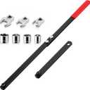 Meonum 12pcs Universal Serpentine Belt Tool Kit, Includes 3/8" & 1/2" Drive Belt Adjust Tightener Wrench Set, 4 Shallow Sockets, 3 Crowfoot, 2 Pairs Hex Cushion Stop Screw, Automotive Maintenance