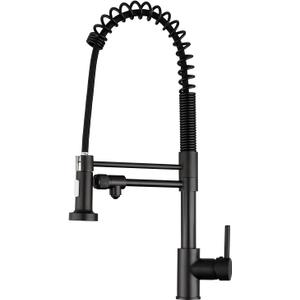 MENATT 3 Way Kitchen Faucet with Drinking Water Faucet, Dual Handles Pull Down Kitchen Faucet, 3 in 1 High Arc Water Filter Purifier Faucets, Matte Black