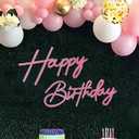 Happy Birthday Sign for Backdrop - Glitter Pink Felt 'Happy Birthday' Letter Sign for Balloon Arch Backdrop Decorations