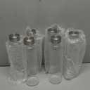 Brieftons 18 Oz Clear Borosilicate Glass Water Bottles With Caps, 6 Pack, Heat Resistant, Slim, Easy to Store, Reusable Drinking Bottle, Sauce Jar, Juice Beverage Container, With Leakproof Lids