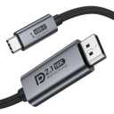 Bidirectional USB C to DisplayPort 2.1 Cable, 16K DisplayPort to USB C Cord 6.6ft, 16K@60Hz 8K@240Hz/120Hz Premium Aluminum Plug & Play Compatible with MacBook Pro/Air, Laptop, Graphics Card