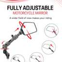 Motorcycle Mirrors for All Riders Heights, Extendable Foldable 360 Adjustable Convex Mirrors, M8 M10 Universal Handlebar Mount Compatible with ATV Scooter Dirt Bike Snowmobile
