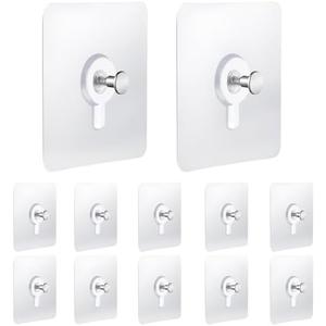 Drill Free Adhesive Hooks, Picture Hangers Without Nails, 12 Pcs Nail Free Wall Hangers, Wall Hooks Adhesive for Hanging for Kitchen, Bathroom, Home