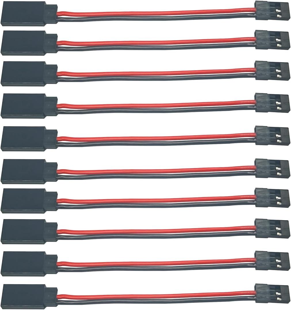 10 pcs 3.93inch JR Style Servo Extension Cable Cord Wire - 3-Pin JR Plug Male to Male RC Servo Wire Extension Cord for Battery RC Model Parts