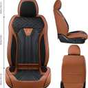 FLORICH Leather Seat Covers, Seat Covers Full Set, Car Seat Protectors 5 Seats,Automotive Seat Covers Fit for Most Cars Trucks-Brown&Black