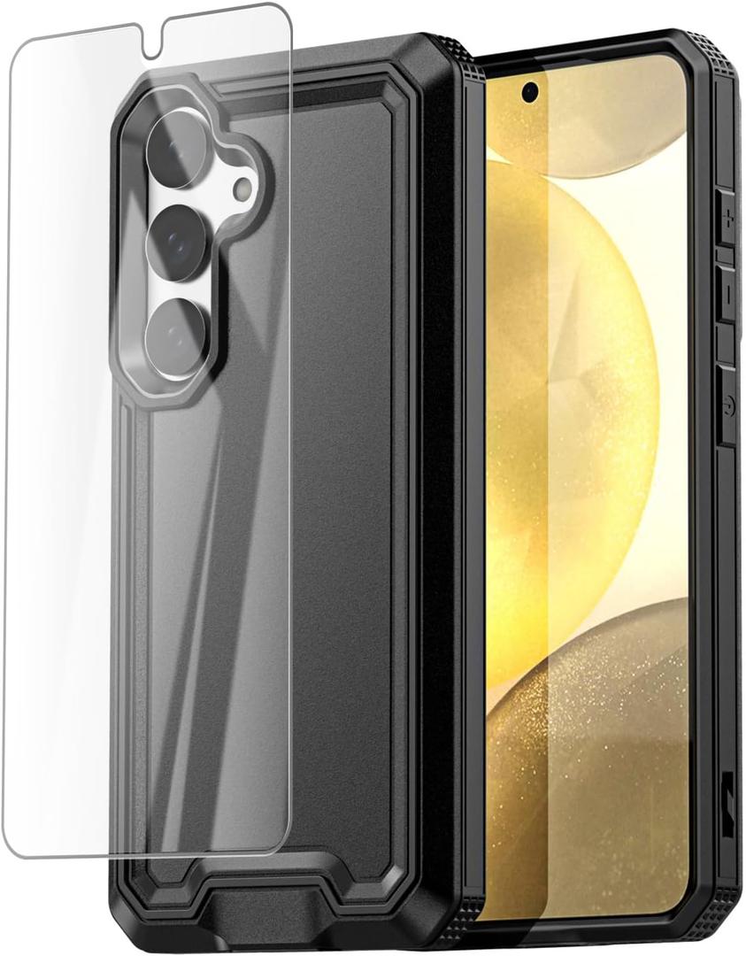 2 x AICase for Samsung Galaxy S25/S24 Case with Glass Screen Protector,Heavy Duty Drop Protection Full Body Rugged Shockproof Military Protective Tough Durable Cover for Galaxy S25/S24 6.1" 5G 2025_1
