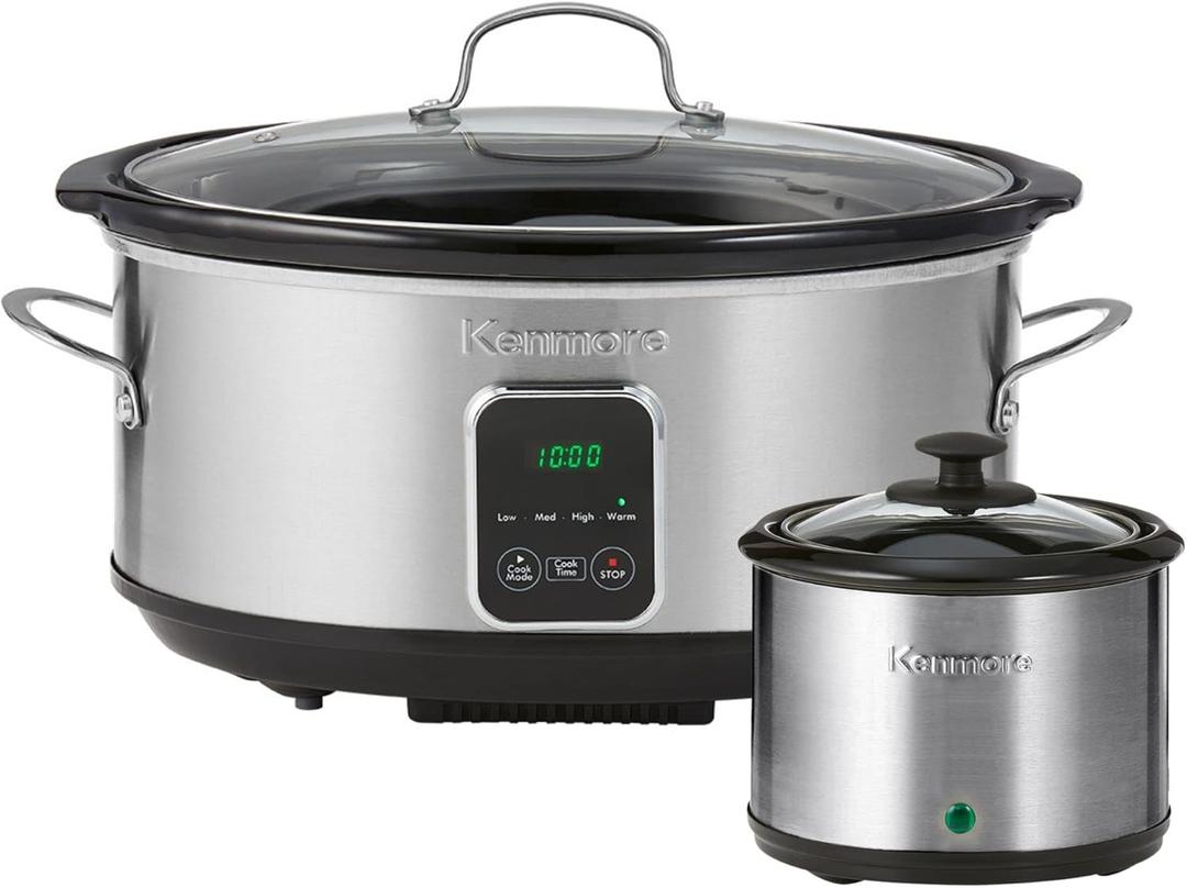 Kenmore 7 Quart Slow Cooker with Diper - Crock pot With Programmable Settings, Digital Controls, Large Capacity for Family Meals, Dishwasher-Safe Stoneware, Warm Rice & Sous Vide Stew