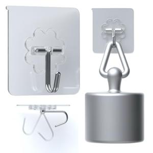 DDMY Heavy Duty Hook 24 Pack Self Adhesive Hooks for Hanging Wall Hooks Transparent Reusable Waterproof Adhesive Sticky Hook for Kitchen Curtain, Towel Bathroom,Coat Shower Door Utility No Damage