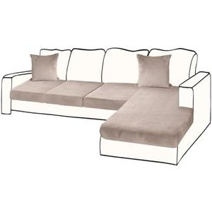 BT.WA Sectional Couch Covers for 4-Piece Seat Cushion Velvet Separate L Shape Couch Cover Stretch Sofa Slipcover with 2 Pieces Pillowcases Furniture Protector (Sofa 3 Seater + 1 Chaise, Tan)