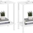 End Table,Small Side Table,2-Tier Nightstand with Storage Shelf,Sofa Bedside Table for Small Spaces in Living Room,Bedroom, Office,Stable Frame,Easy Assembly,White