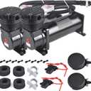 2PCS 200PSI Heavy Duty Air Train Horn/Air Ride Suspension Compressor 12V 3/8 NPT Black for Car Horns