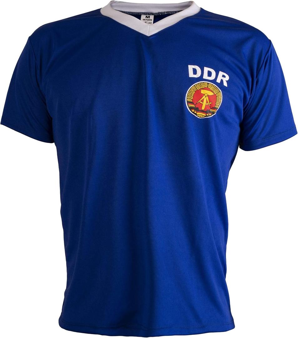 East Germany DDR 1970's Retro Football Shirt Mens Top - XL Blue
