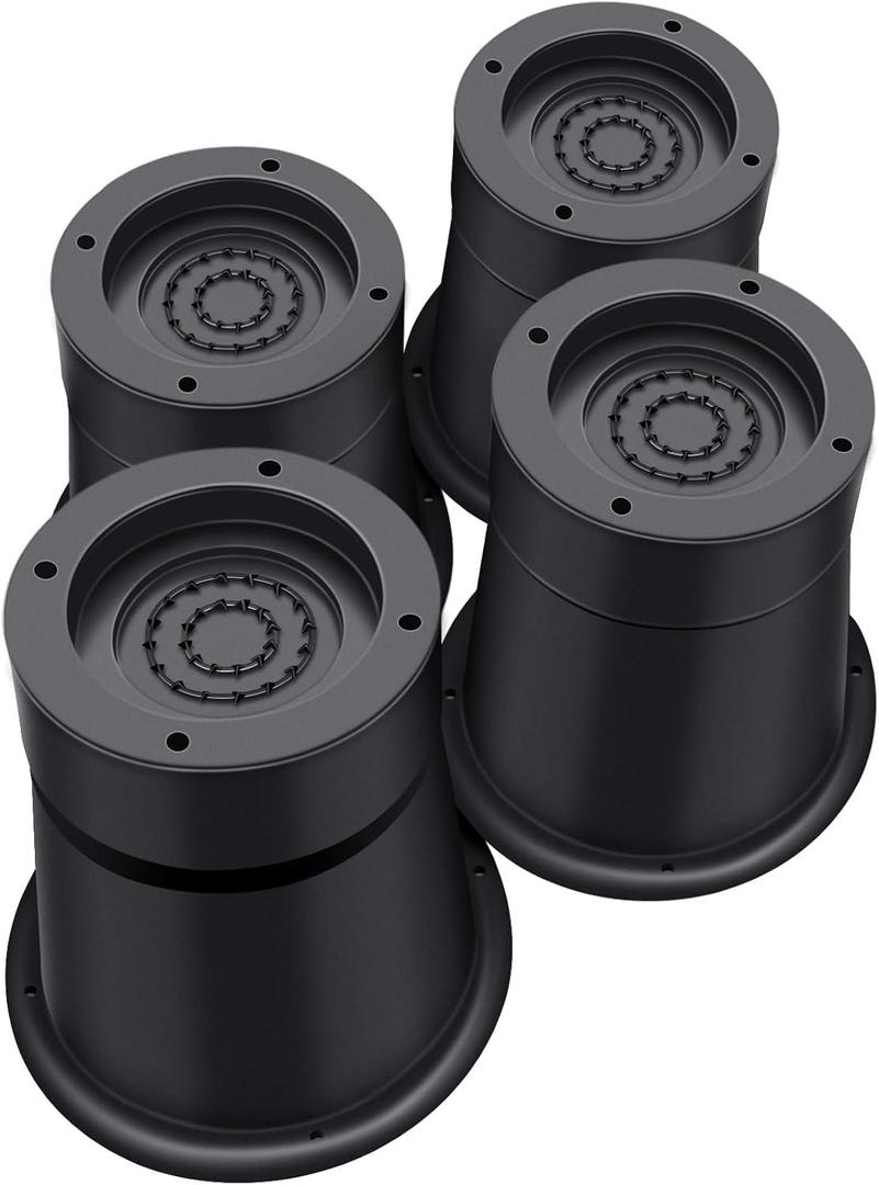 Round Bed Risers 3 inch Heavy Duty,Elevation in Heights 2 or 3 Inch Circle Furniture Risers for Chair Table and Desk Legs LiftingAdjustable Bed Lifts Risers(Pack of 4 Riser,Black)