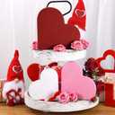 3 Pcs Valentines Day Decor Wooden Heart Sign Rustic Farmhouse Tabletop Centerpiece Red Pink White Table Decorations for Tiered Tray Home Kitchen Bedroom Couple Gifts