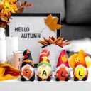 4 Pcs Fall Ceramic Gnomes Decorations for Home 4'' Thanksgiving Decor Welcome Fall Sign Gnomes Figurines Autumn Tabletop Sculpture Table Centerpiece for Home Housewarming Gifts