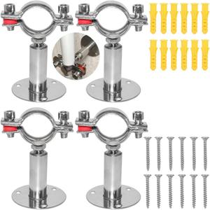 Beduan 1.25 Inch Stainless Steel Pipe Support Wall Ceiling Mount Pipe Strap Clamp Adjustable Pipe Bracket Holder for PVC Metal Water Pipe Tube Fitting (Range 32-34mm) 4Pcs