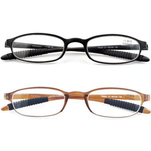 Lightweight Reading Glasses,Flexible(Memory Plastic) Readers, Men and Women (1 Black & 1 Brown)