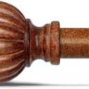 QDWIS Dark Brown Wood Curtain Rods for Windows 48 to 84 Inch, 1'' Adjustable Heavy Duty Curtain RodVintage Imitation Wood Decorative Drapery Rods with Pumpkin Finials for Bedroom Living Room (1 Pack36 - 88'')