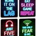 Drsoum Video Gamer Room Decor for Boys Gaming Wall Decor Neon Gaming Room Metal Sign 12 x 8 Inch Set of 4 - Gamer Wall Decor Teenage Boy Room Decor
