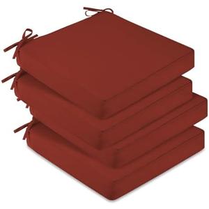 downluxe Waterproof Outdoor Chair Cushions Set of 4, 19" x 19" x 3" Patio Chair Cushion with Non-Slip Ties & Handle, Square Outdoor Cushion for Patio Furniture with Removable Cover, Orange