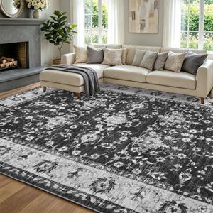 Litopyo 8x10 Washable Non-Slip Area Rug for Living Room(Black and White)