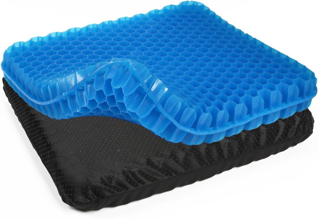 JAEMEYEM Gel Seat Cushion (20"x20"x2") for Long Sitting, Super Large Gel Cushions for Elderly Pressure Relief, Office/Desk Chair, Wheelchair, Car & Airplane Seat, Couch, Stadium Cushion Pads (Blue)