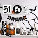 Jetec Halloween Tiered Tray Decorations Wooden Ghost Halloween Coffee Bar Decor Fall Tray Decor Set Farmhouse Rustic Boo Wooden Signs for Home Table Houseroom,12 Pcs