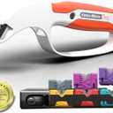 Knife Sharpener - Manual Kitchen Knife Sharpening 7-in-1 System, Adjustable Handheld Premium Knife Sharpeners with Replaceable Sharpening Cartridge, for Pocket Knife, Scissors, Meat Cleaver (Orange)