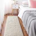 Ophanie Runner Rug for Hallway, 2x5 Upgrade Non-Slip Fluffy Soft Bedside Rugs, Bedroom Living Room Ivory Shaggy Carpet for Kids Girls Boys Dorm Nursery Home Decor Aesthetic