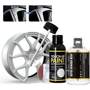 Silver Gray Rim Touch Up Paint, Rim Repair Kit Curb Rash, Wheel Touch Up Paint for Quickly Fix Rim Scratches, Chips, Curb Rashes and Surface Damage