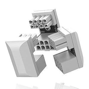 EZDIY-FAB GPU VGA PCIe 8 Pin U Turn 180 Degree Angle Connector Power Adapter Board for Desktop Graphics Card-Reverse Type 3-Pack White