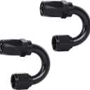 LokoCar 8AN Hose End Fitting 180 Degree Swivel For CPE Braided Hose Black 2Pcs