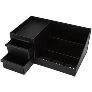 Cologne Stand Organizer for Men, 7 Compartments 2 Drawers Plastic Perfume Shelf Bathroom Countertop Organizer for Perfume and Skincare