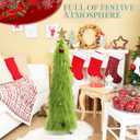 3 ft Lime Green Furry Christmas Tree Decoration Artificial Whimsical Mini Christmas Tree and Star Topper and Ball Ornaments Small Tabletop Decor for Xmas Living Room Table Decoration