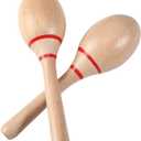 Maracas, Professional Wooden Rumba Shakers Hand Percussion Rattles Latin Musical Instrument with Clear Salsa Rhythm for Adults Kids Party Game Playing, Set of 2 (RED)