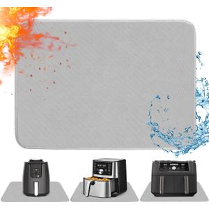 Heat Resistant Mat for Air Fryer, 16 x 20in Heat Resistant Mat for Countertop, Fireproof Silicone Countertop Protector Appliance Slider for Air Fryer, Coffee Maker, Toaster, Oven (Grey) (Gray)