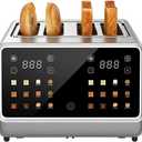 4 Slice Touch Screen Toaster with LCD Display Stainless Steel Digital Toasters 6 Bread Types& 6 Shade Settings Smart Extra Wide Slots Toaster With Bagel Cancel Defrost Reheat Functions