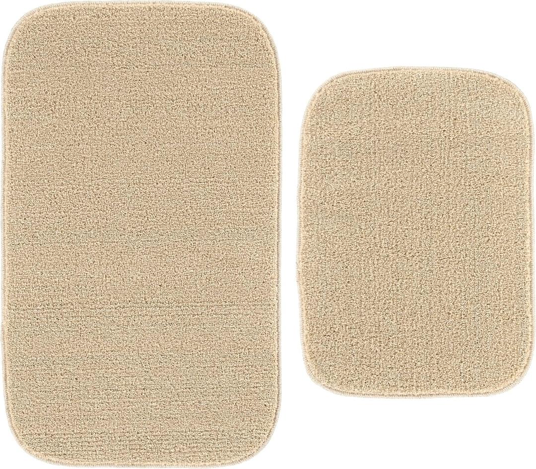 Garland Rug Gramercy Washable Bath Rug – Soft, Plush, Absorbent, Quick-Dry, Durable, 2 Piece Rug Set (17"x24" and 20"x34"), Champagne