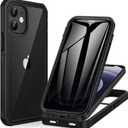 CENHUFO Privacy for iPhone 12 Mini Case, Full Body Phone Case with Built-in 9H Tempered Glass Privacy Screen Protector, Anti Peep Anti Spy Shockproof Protective Bumper Clear Cover - Black