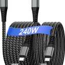 Cabepow 240W USB C to USB C Cable [2-Pack 6FT+10FT], USB C to C Fast Charging Cord, Braided Type C to Type C Cable for iPhone 17/16/15/Samsung S25/S24/MacBook/iPad/Switch/Android Phones&Laptops-Black