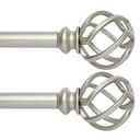 AlinaArt 2 Pack Decorative Window Curtain Rod with Brackets- Hollow Design 3/4'' Inch Pole, 48 to 84 Inch Adjustable Side Curtain Rod, Nickel 