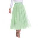 Women’s Tulle Skirts Midi Elastic High Waist Pleated Mesh Flowy A-Line Party Long Tutu Skirt XL