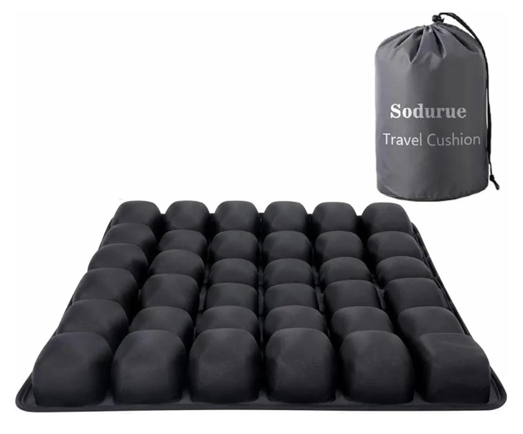 Sodurue Travel Cushion Airplane Seat, Airplane Seat Cushion for Long Flights, Press Type Air Inflatable Wheelchair Seat Cushion for Car, Office, Stadium, Ergonomic Comfort Support, Heavy Duty (36 Air Bag)