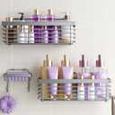 ODesign Shower Caddy 3 Pack SUS304 Stainless Steel-No Drilling-Shower Bathroom Shelves Rack,Rustproof Wall Mounted,Adhesive Shower Shelf Basket Organizer-Grey