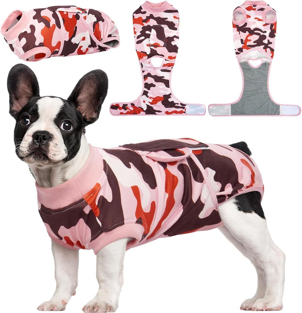 Kuoser Recovery Suit for Dogs Cats After Surgery, Professional Pet Recovery Shirt Dog Abdominal Wounds Bandages, Substitute E-Collar & Cone,Prevent Licking Dog Onesies Pet Surgery Recovery Suit M
